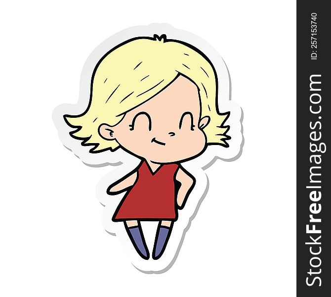 Sticker Of A Cartoon Friendly Girl