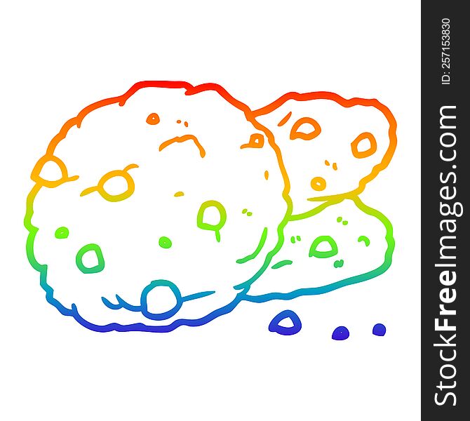 Rainbow Gradient Line Drawing Cartoon Cookies