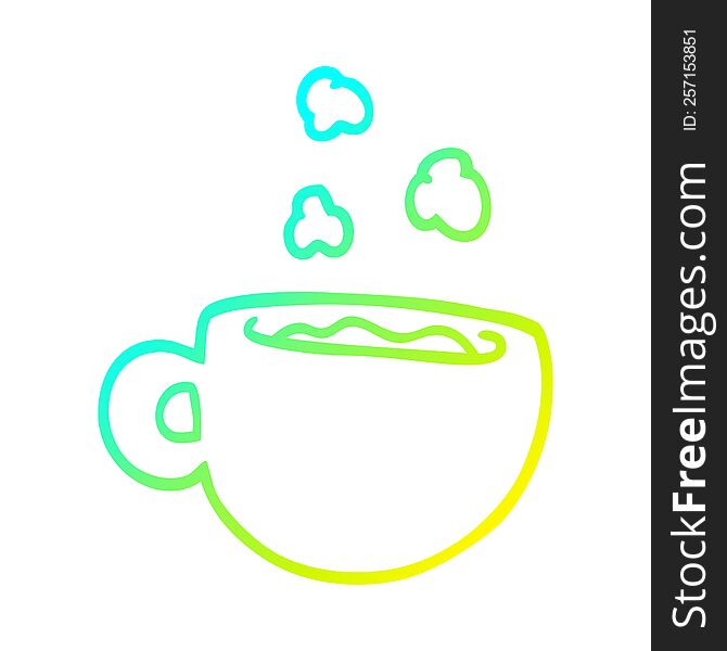 Cold Gradient Line Drawing Cartoon Cup Of Tea