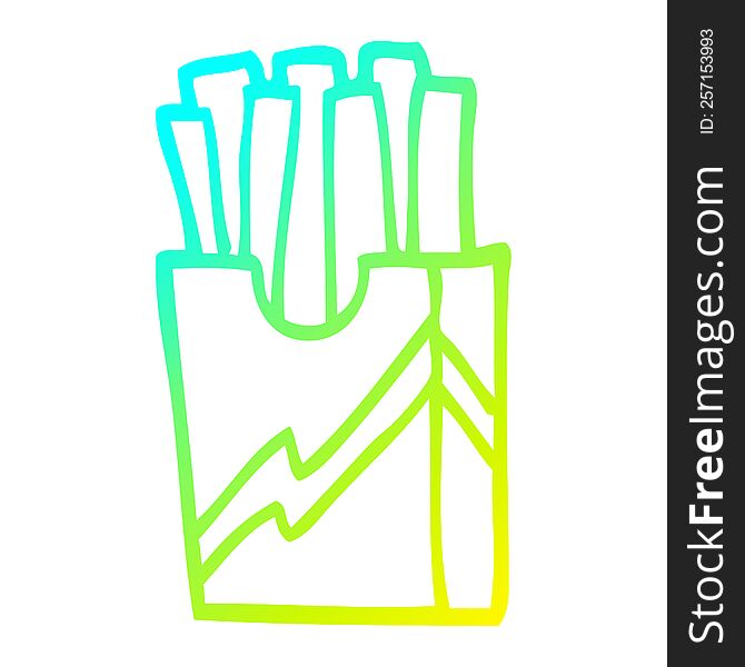 cold gradient line drawing of a cartoon fast food fries
