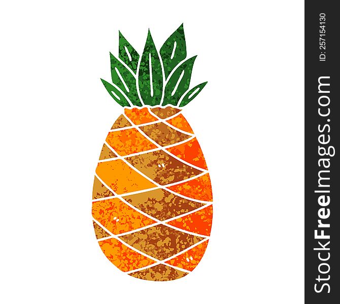 Quirky Retro Illustration Style Cartoon Pineapple