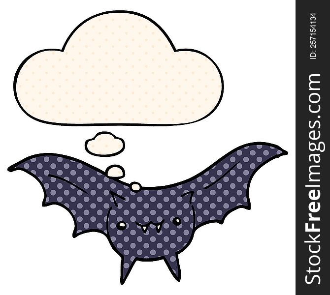 Cartoon Bat And Thought Bubble In Comic Book Style