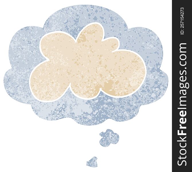 Cartoon Decorative Cloud Symbol And Thought Bubble In Retro Textured Style