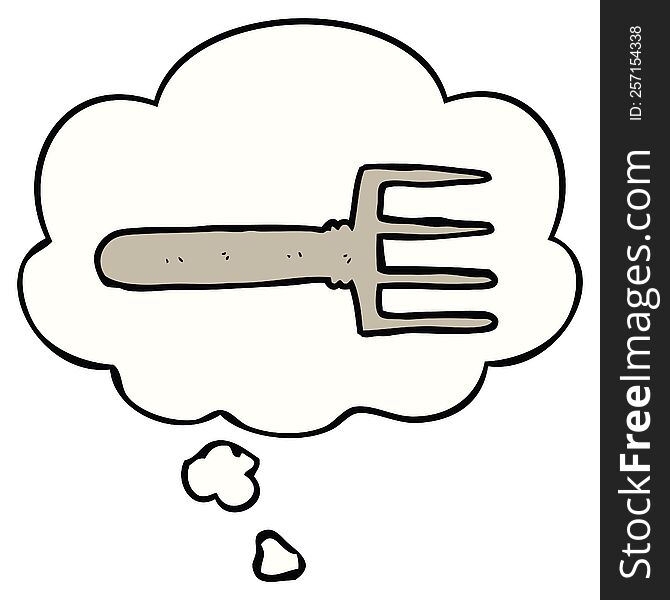 cartoon fork with thought bubble. cartoon fork with thought bubble