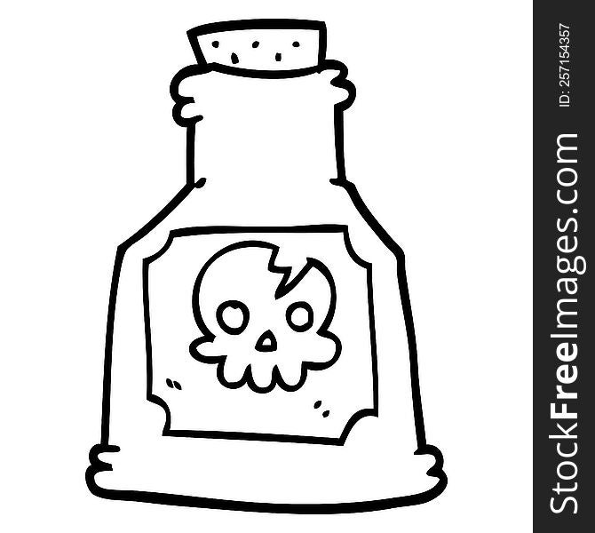 line drawing cartoon poison in a bottle