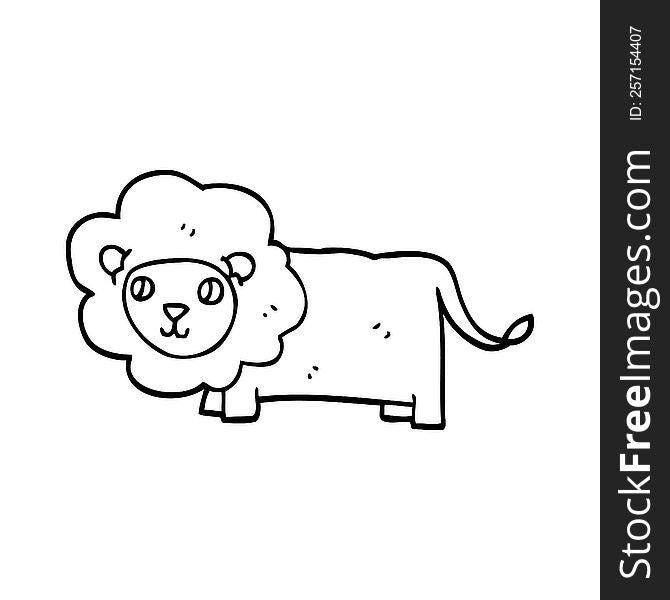 line drawing cartoon happy lion