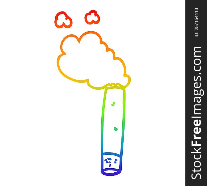 rainbow gradient line drawing of a cartoon cigarette