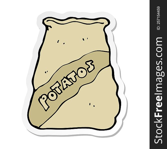 Sticker Of A Cartoon Sack Of Potatos