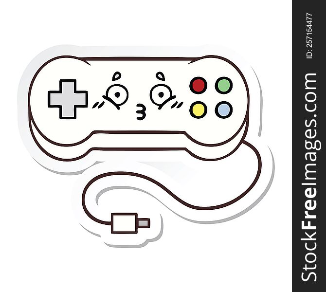 Sticker Of A Cute Cartoon Game Controller