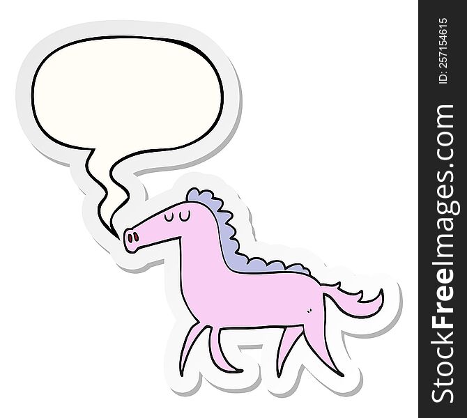 Cartoon Horse And Speech Bubble Sticker