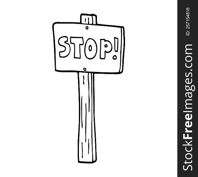 Line Drawing Cartoon Road Sign