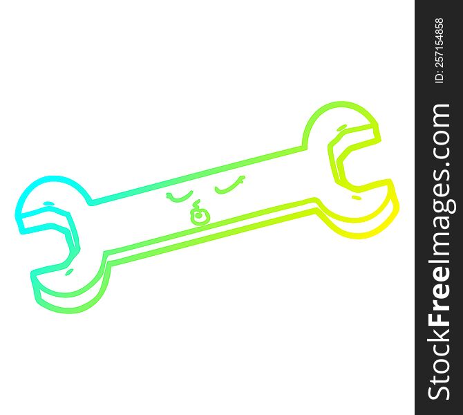 cold gradient line drawing of a cartoon spanner