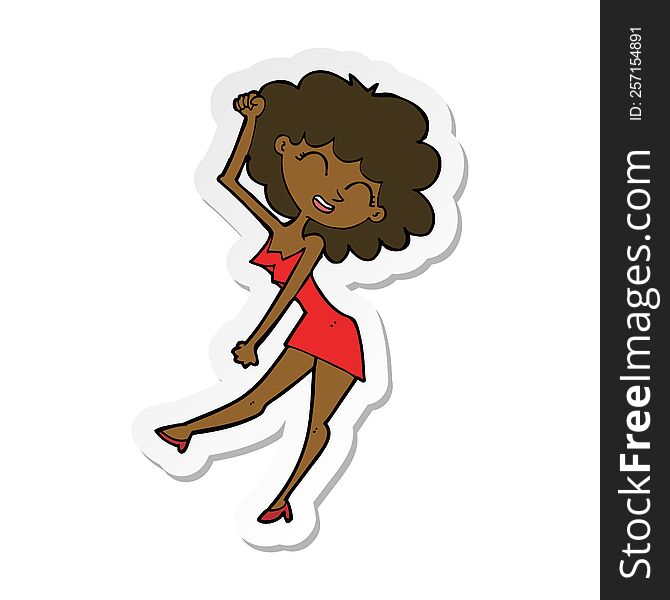 Sticker Of A Cartoon Dancing Woman