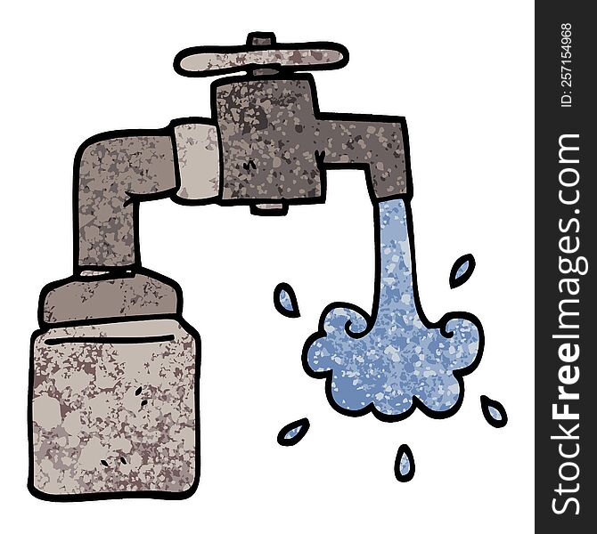 grunge textured illustration cartoon running faucet