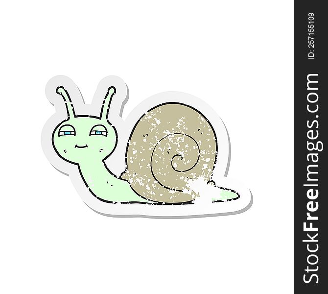 Retro Distressed Sticker Of A Cartoon Cute Snail