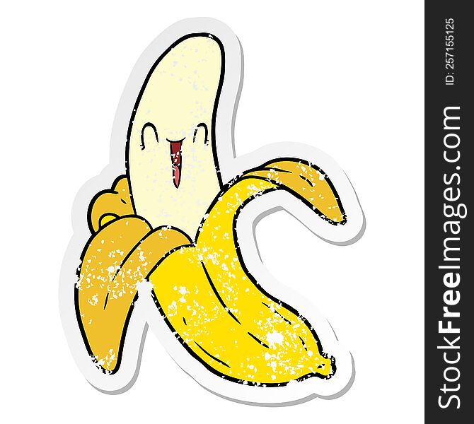 distressed sticker of a cartoon crazy happy banana