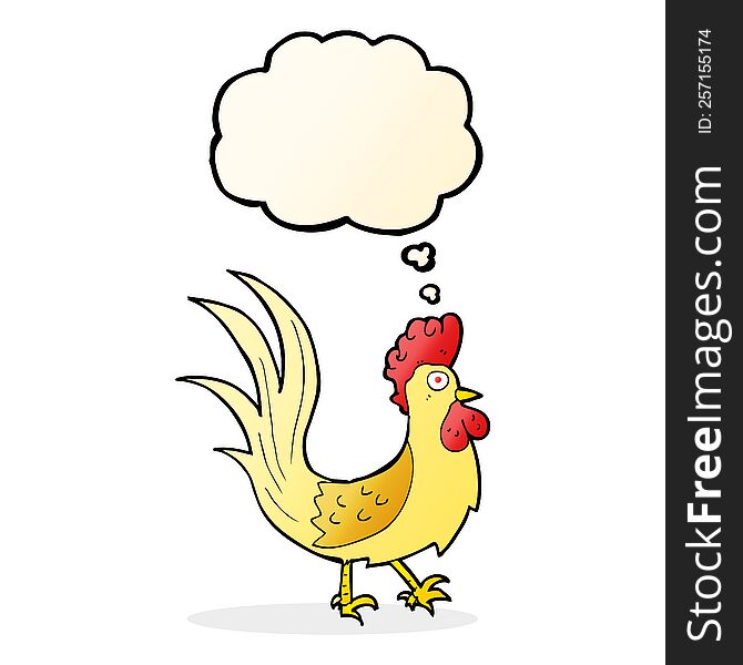 Cartoon Cockerel With Thought Bubble