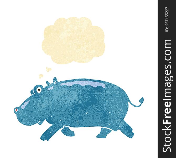 cartoon hippopotamus with thought bubble