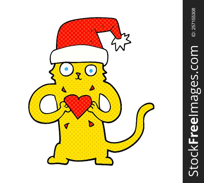 Cartoon Cat Loving Christmas