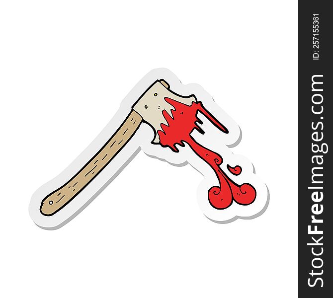 sticker of a cartoon bloody axe