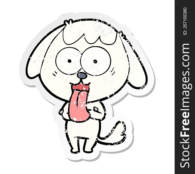 Distressed Sticker Of A Cute Cartoon Dog
