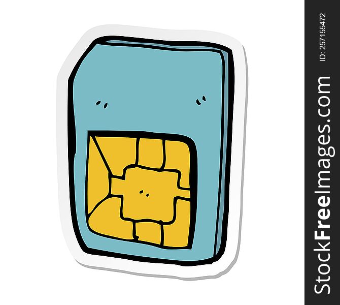 Sticker Of A Cartoon Sim Card