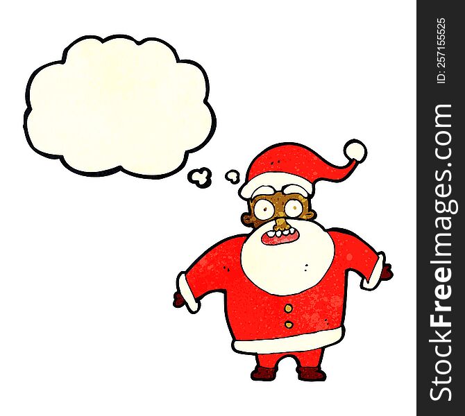 Cartoon Shocked Santa Claus With Thought Bubble