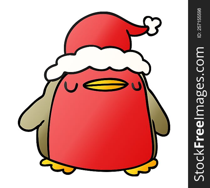 Christmas Gradient Cartoon Of A Kawaii Robin