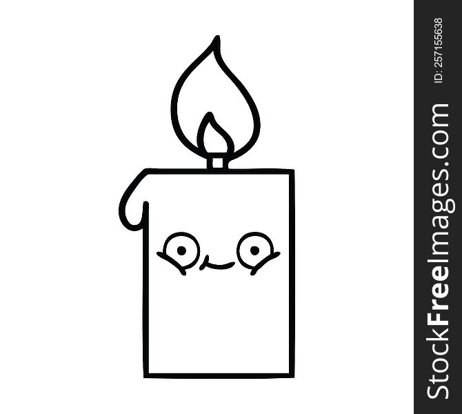 Line Drawing Cartoon Lit Candle