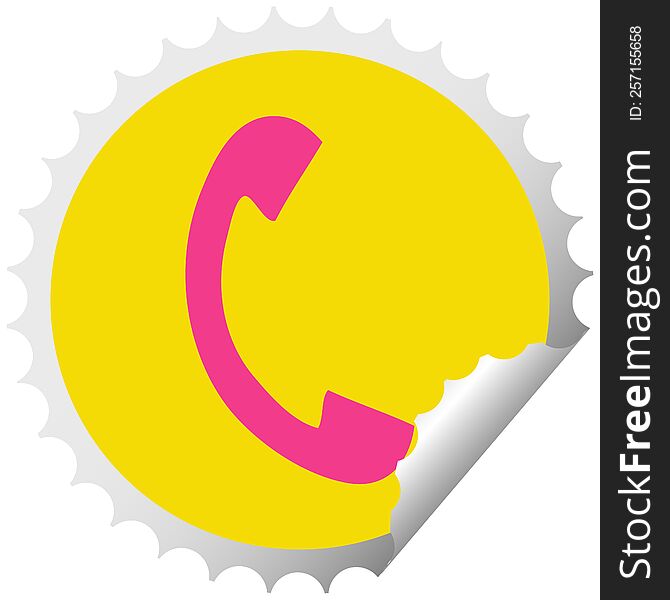 circular peeling sticker cartoon of a telephone handset