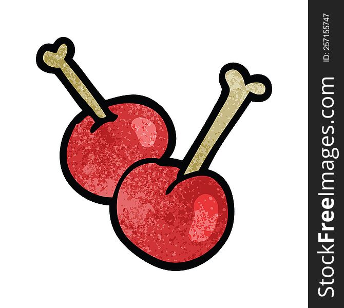 cartoon doodle red cherries
