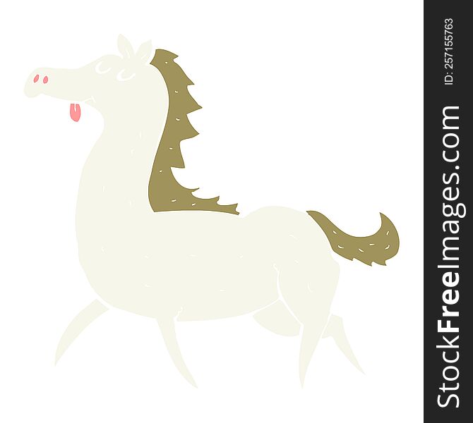 Flat Color Illustration Of A Cartoon Horse