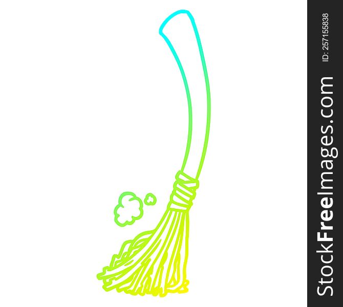cold gradient line drawing of a halloween witches broom