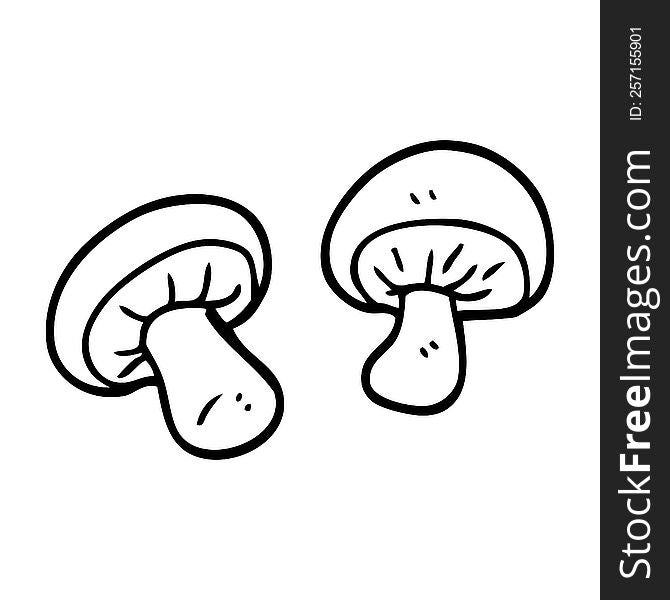 line drawing cartoon mushrooms