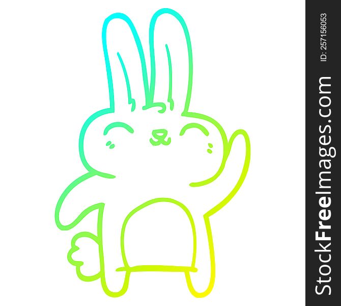 Cold Gradient Line Drawing Cartoon Happy Bunny