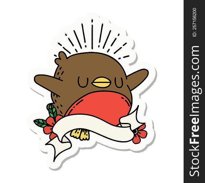 sticker of a tattoo style flapping robin