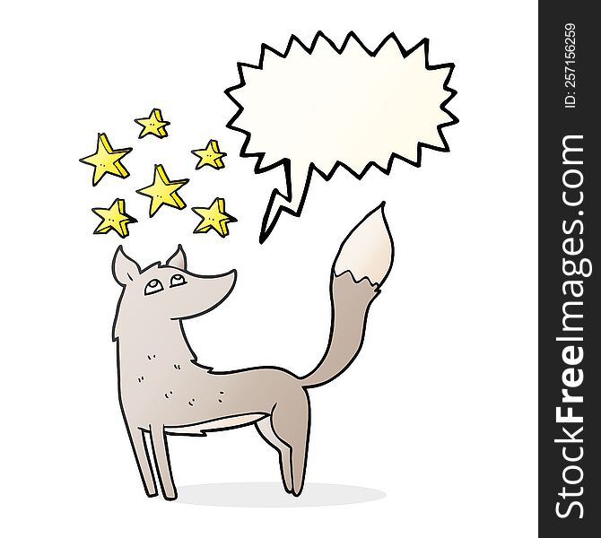 Speech Bubble Cartoon Wolf With Stars