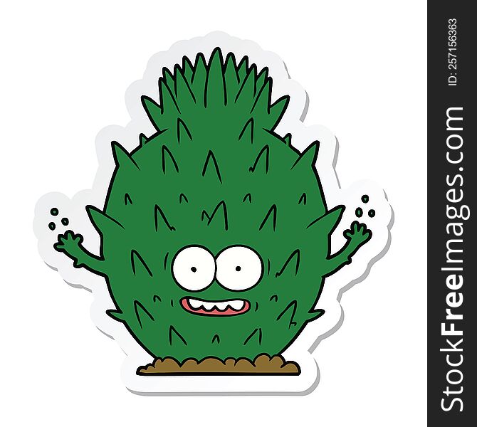 sticker of a cartoon cactus