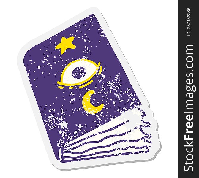 Spooky Spellbook With Eyeball Grunge Sticker
