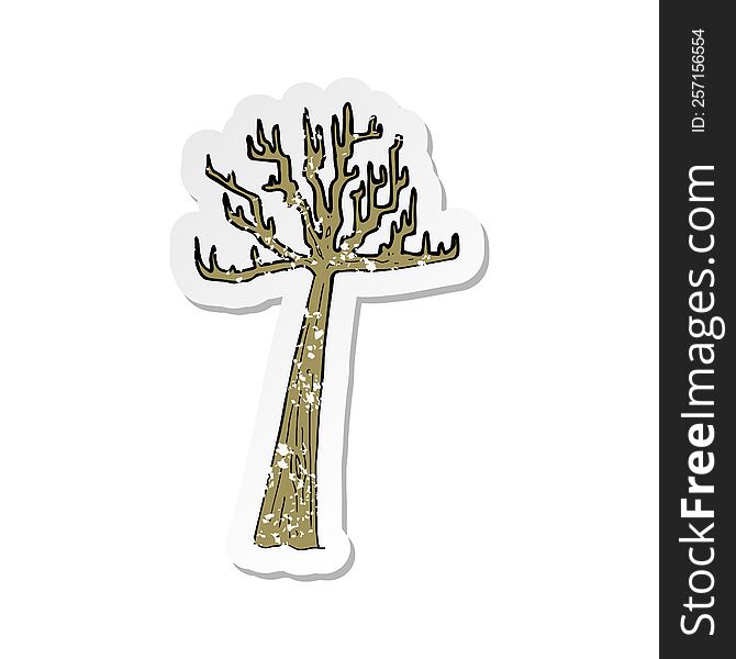 retro distressed sticker of a cartoon winter tree