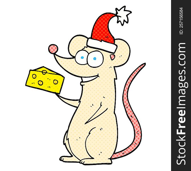 freehand drawn cartoon christmas mouse