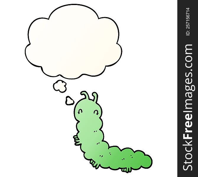 cartoon caterpillar with thought bubble in smooth gradient style