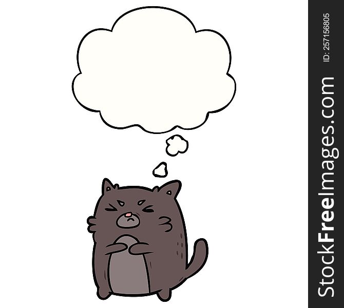 Cartoon Angry Cat And Thought Bubble