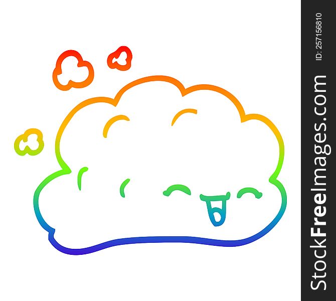 rainbow gradient line drawing of a cartoon grey smoke