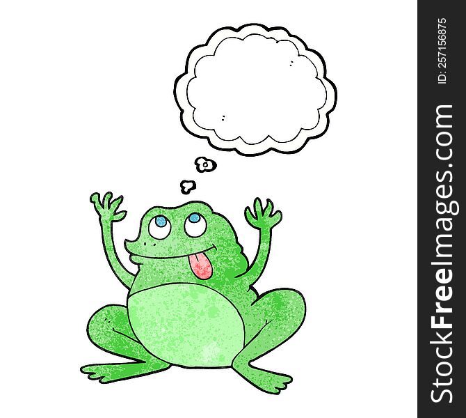 funny freehand drawn thought bubble textured cartoon frog. funny freehand drawn thought bubble textured cartoon frog