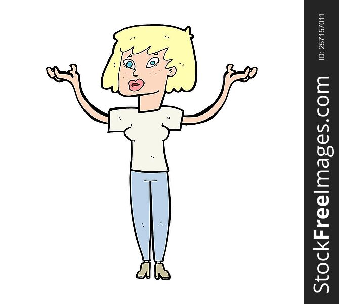 Cartoon Woman Holding Up Hands