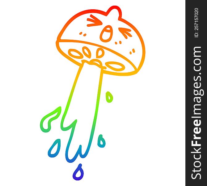 Rainbow Gradient Line Drawing Cartoon Citrus Fruit