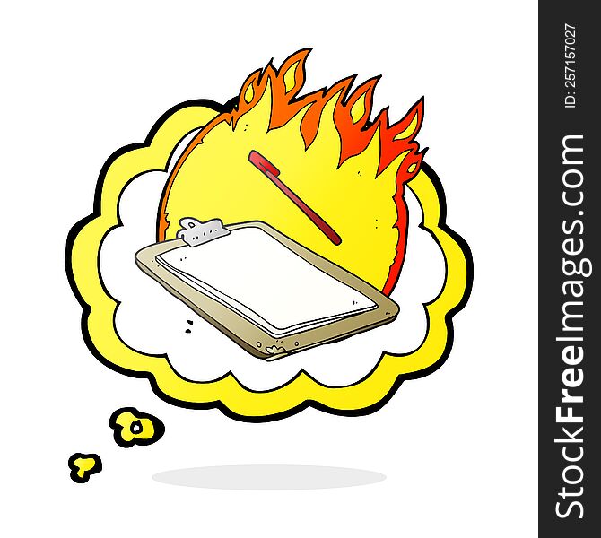 Thought Bubble Cartoon Clip Board On Fire