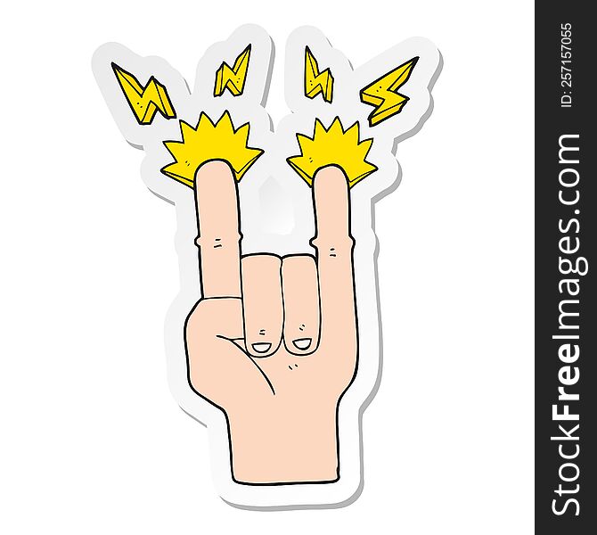 Sticker Of A Cartoon Hand Making Rock Symbol
