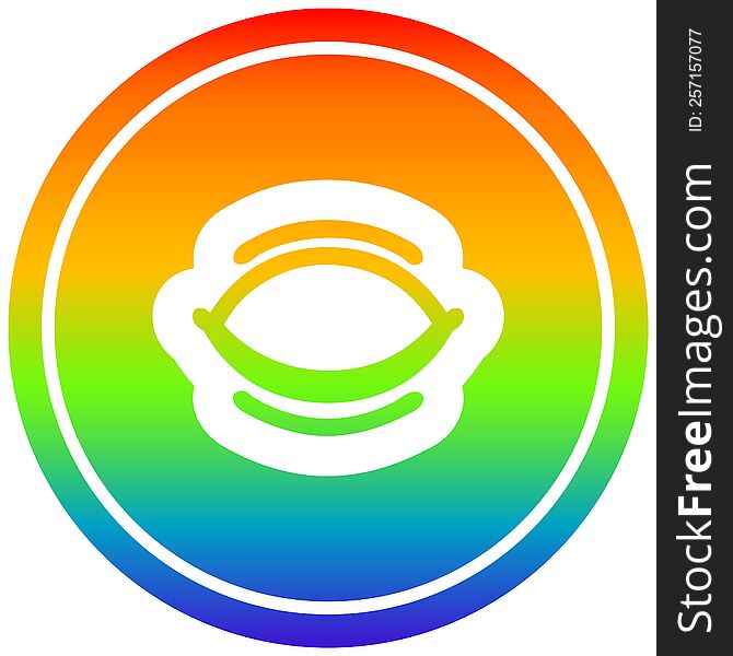 closed eye circular icon with rainbow gradient finish. closed eye circular icon with rainbow gradient finish